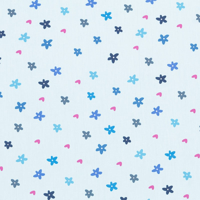 Kinder Baumwollstoff Blumen Hellblau - Ribes y Casals
