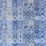 Racholas Baumwolle Popeline Mosaik Blau - Ribes y Casals