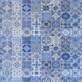 Racholas Baumwolle Popeline Mosaik Blau - Ribes y Casals