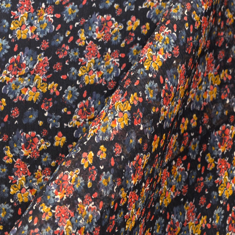 Bambula Schwarz Floral Chiffon Bambulatuch - Ribes y Casals