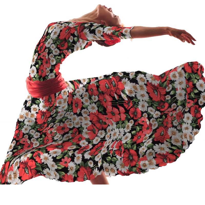 Bielastic Stoff Mohnblumen Rot - Ribes y Casals