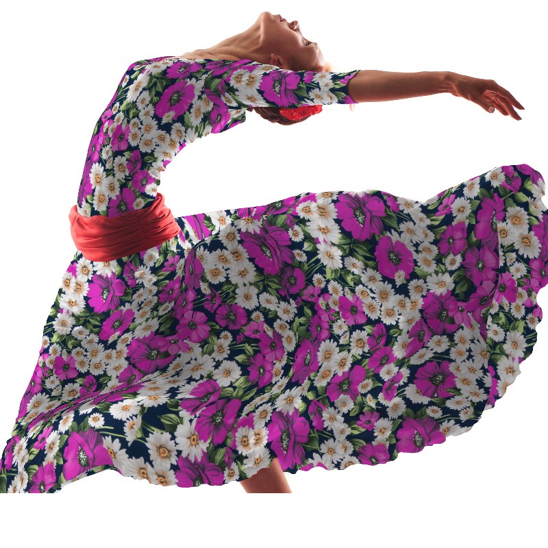 Violette Mohnblumen Bielastic-Stoff - Ribes y Casals