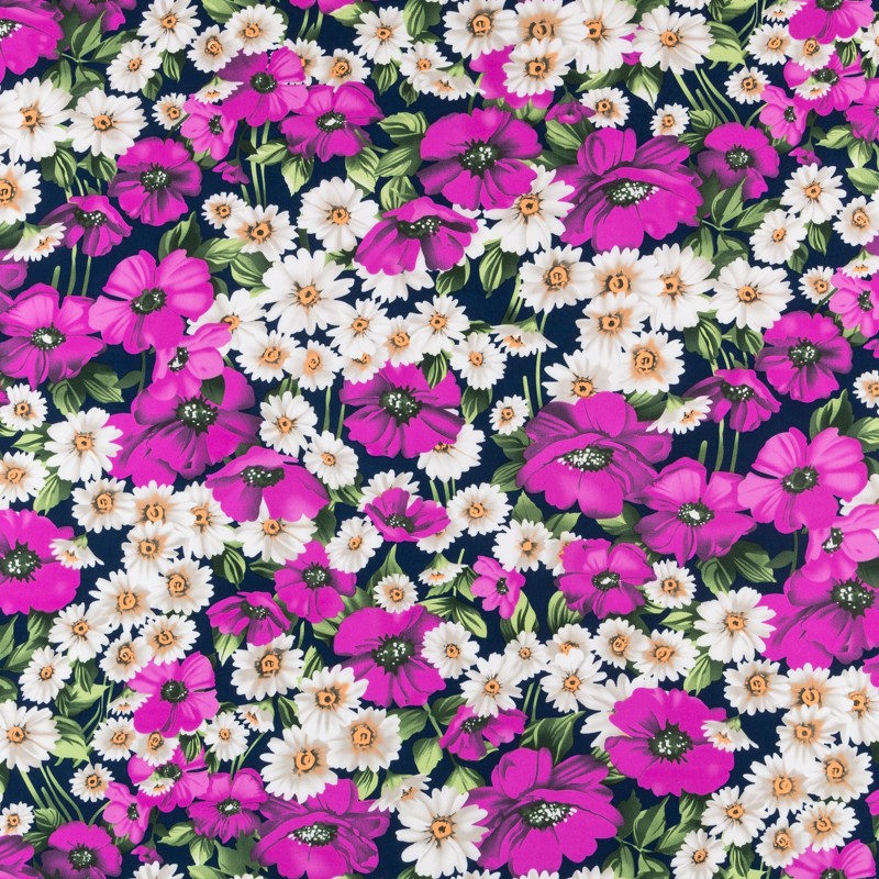 Violette Mohnblumen Bielastic-Stoff - Ribes y Casals