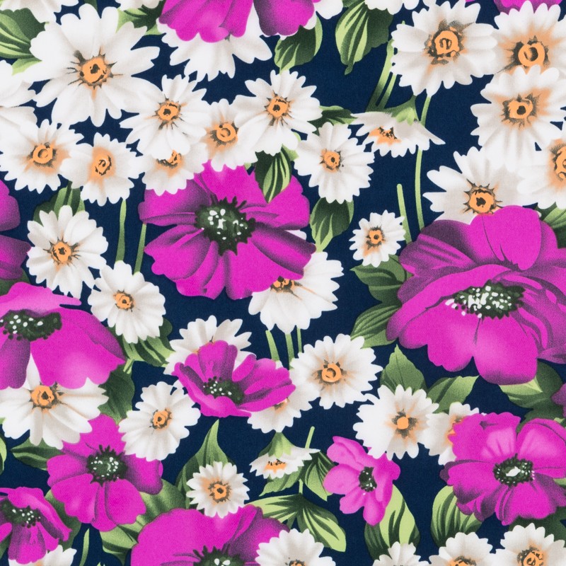Violette Mohnblumen Bielastic-Stoff - Ribes y Casals