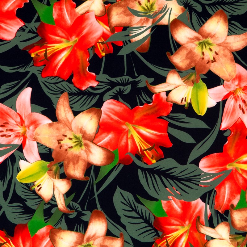 Hibiskus Schwarzes Bielastic-Tuch - Ribes y Casals