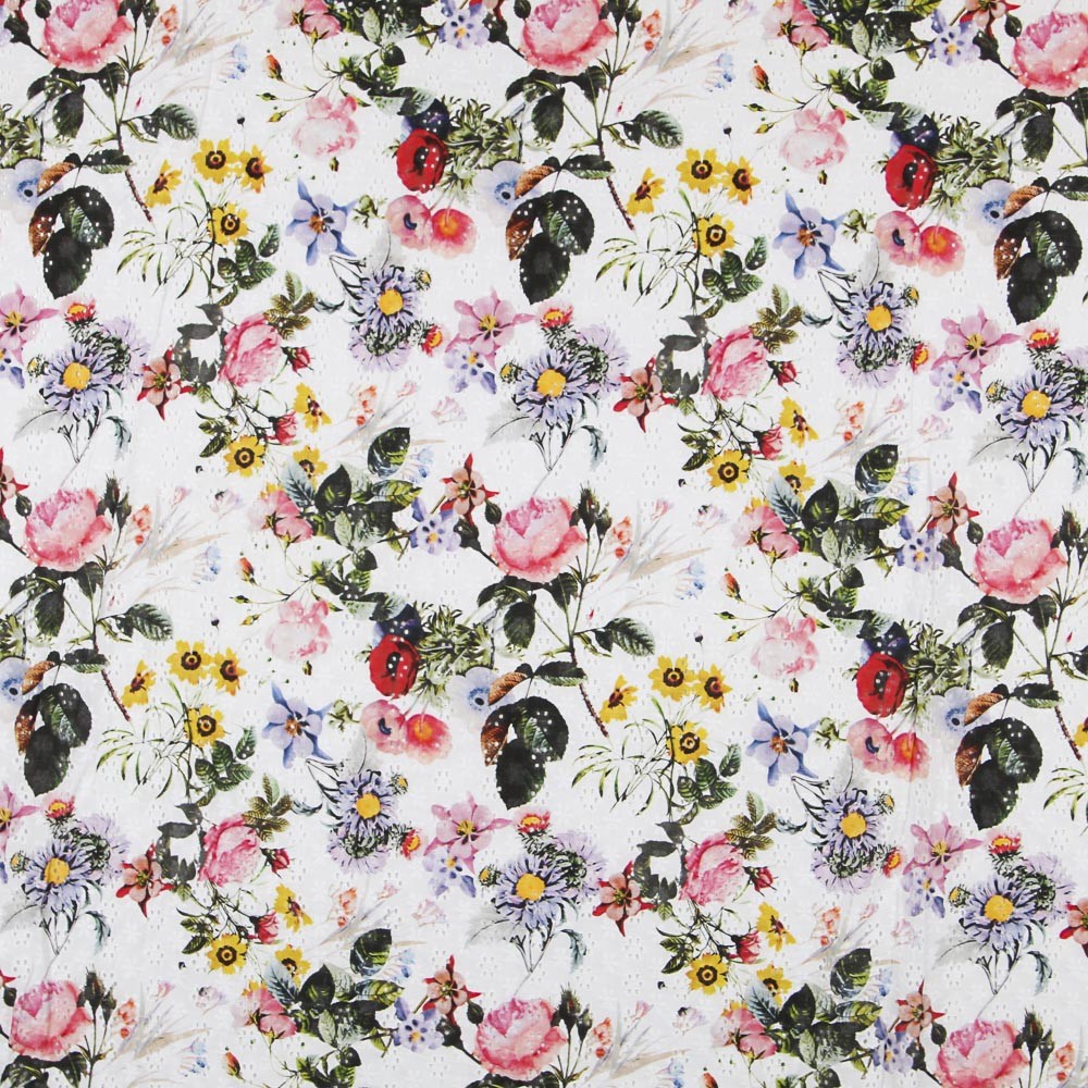 Schweizer Stickerei Floral Print Stoff - Ribes y Casals