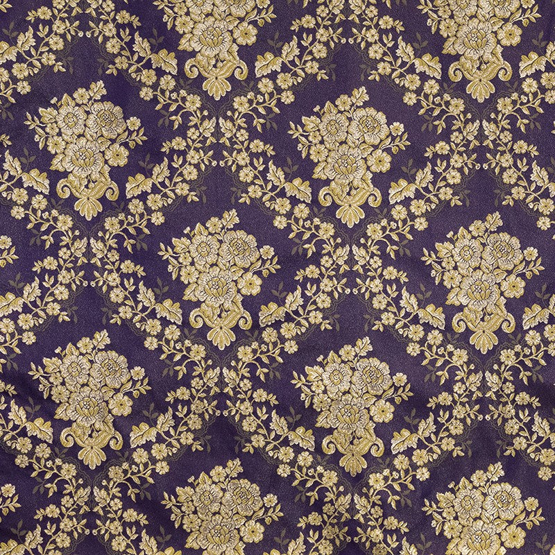 Brokat Lurex Lila Blume Stoff - Ribes y Casals