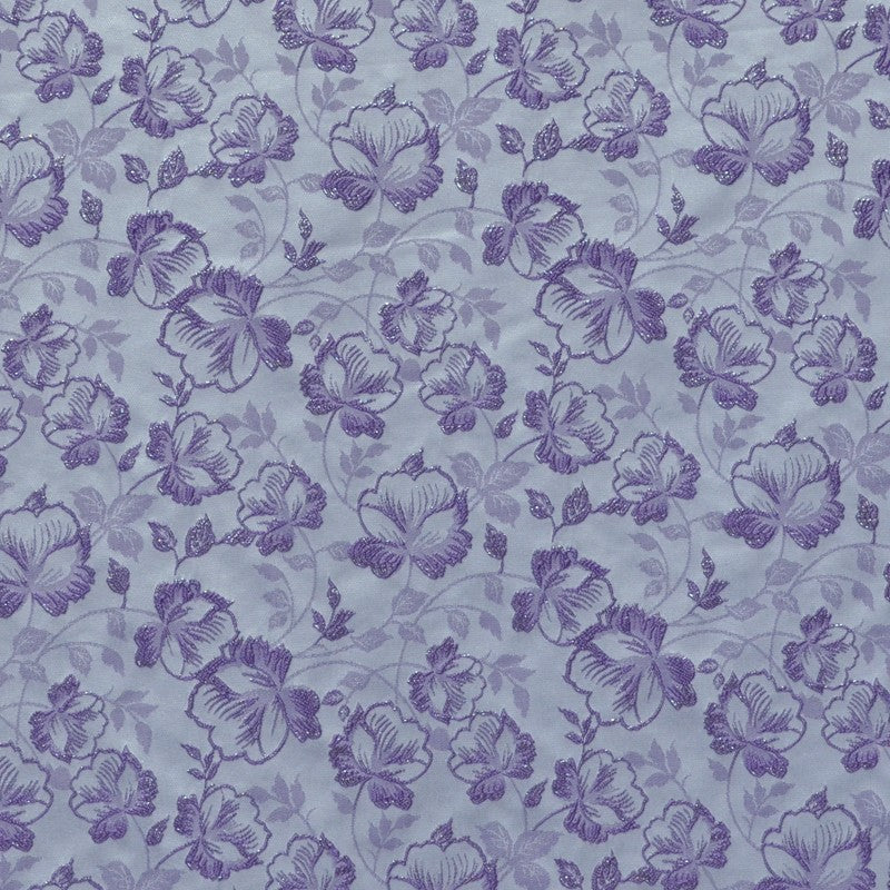 Brokat-Stoff Metall Blume Flieder - Ribes y Casals