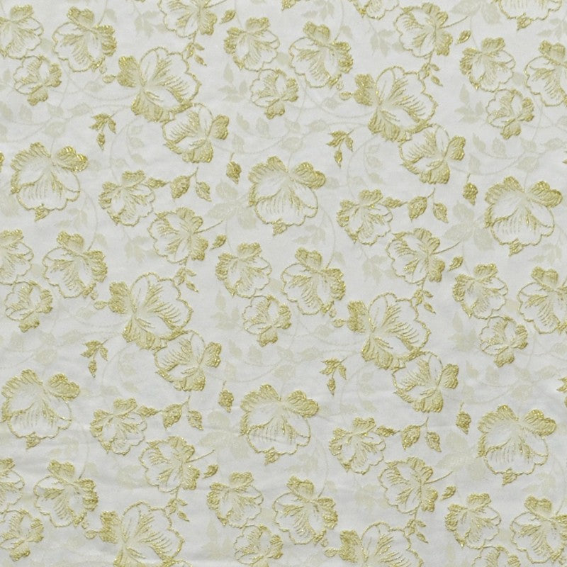 Brokat-Stoff Metall Blume Gold - Ribes y Casals