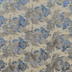 Brokattuch Blau Gold Metall Blau Ecru Hintergrund - Ribes y Casals