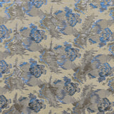 Brokattuch Blau Gold Metall Blau Ecru Hintergrund - Ribes y Casals