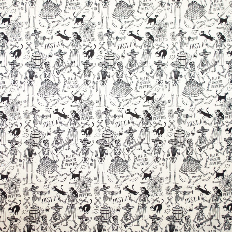 Mexikanische Totenköpfe Stoff weißer Hintergrund - Ribes y Casals