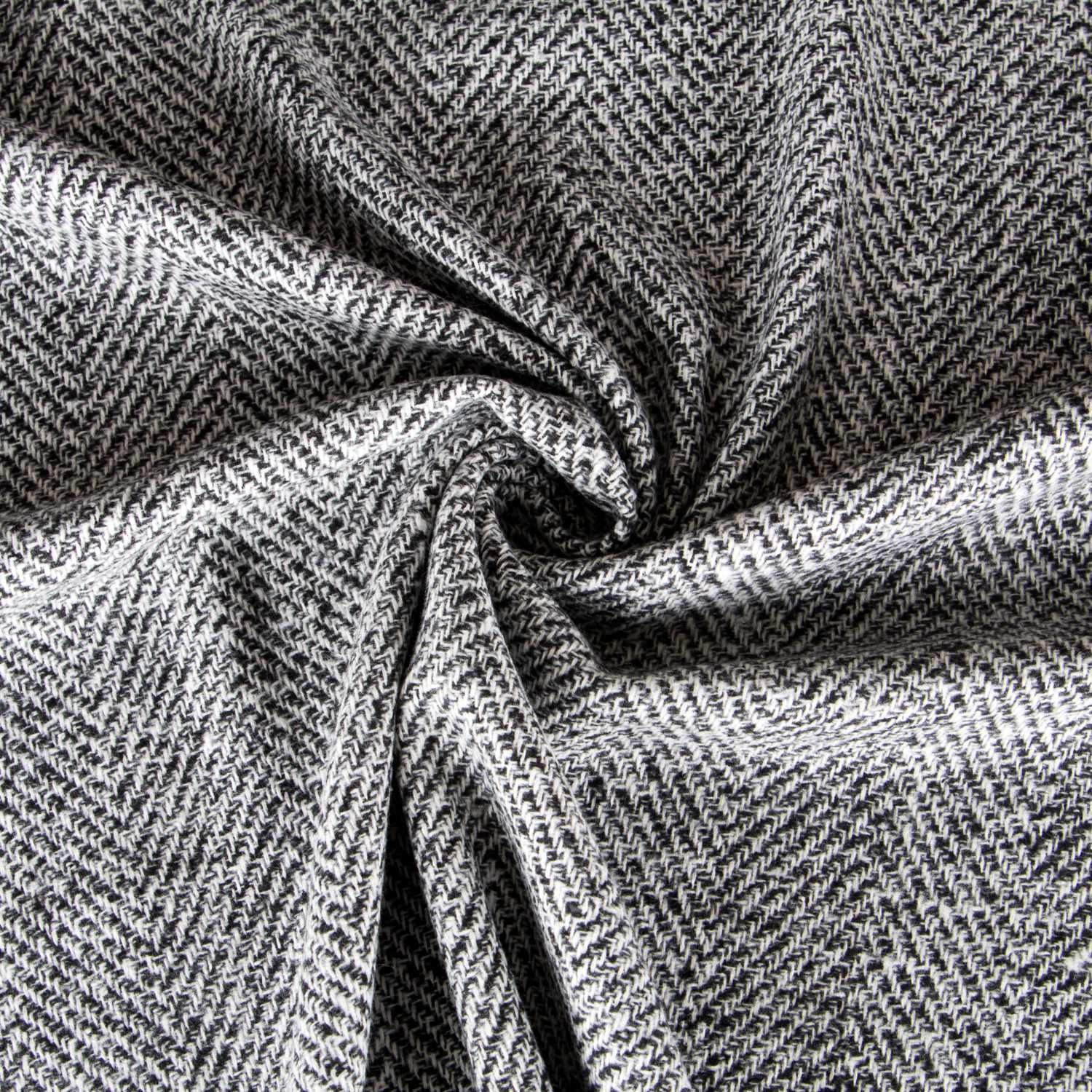 Stoff Cheviot Herringbone Schwarz - Ribes y Casals