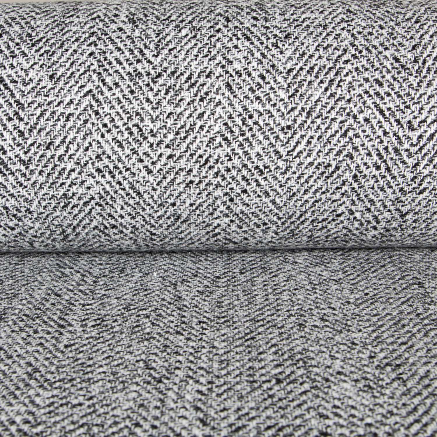Stoff Cheviot Herringbone Schwarz - Ribes y Casals