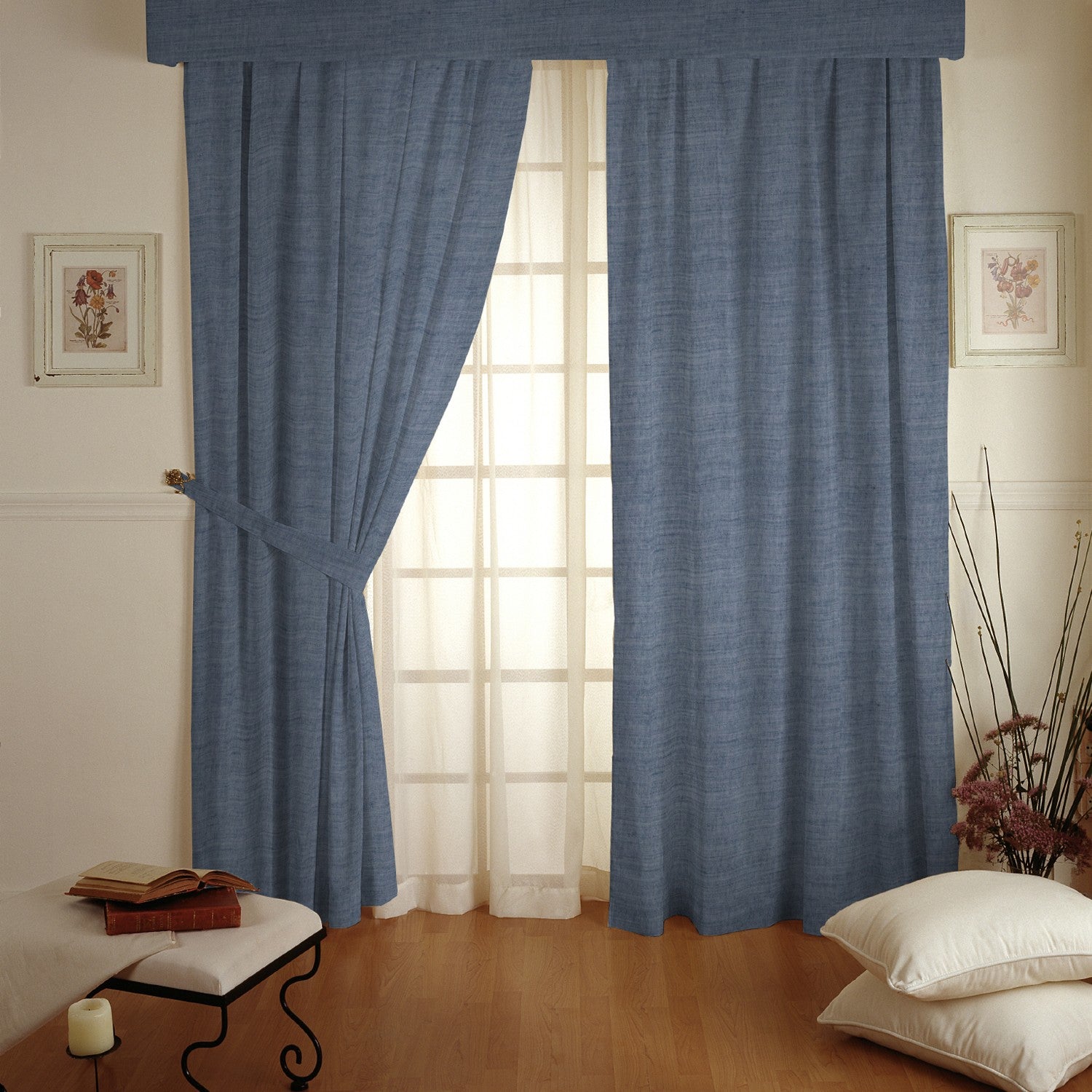 Leinen Vorhangstoff Blau Blei - Ribes y Casals