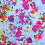 Himmelblauer Aquarellblumen-Krepp-Stoff bedruckt - Ribes y Casals