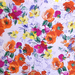 Aquarell-Blumen bedruckter Krepp-Stoff Weiß - Ribes y Casals