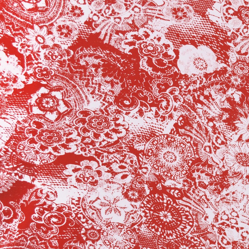 Indischer bedruckter Krepp-Stoff Rot - Ribes y Casals
