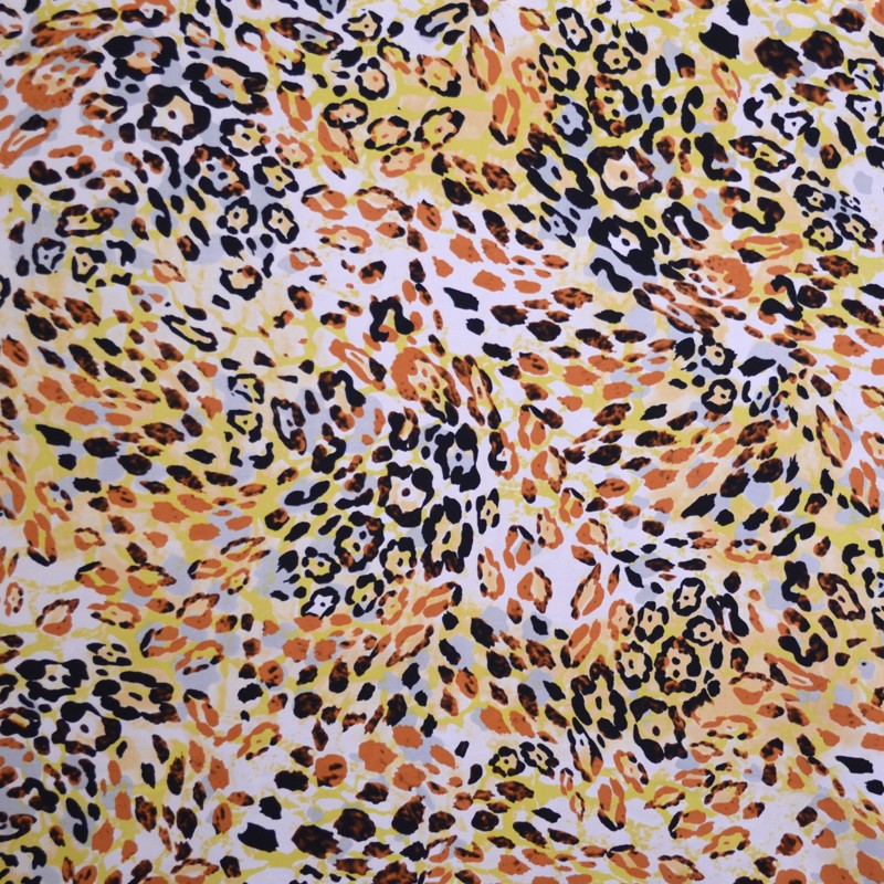 Senf Leopard Leopard bedruckter Krepp-Stoff - Ribes y Casals