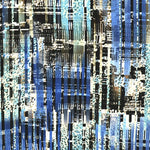 Bedruckter Krepp-Stoff Blau gestreift - Ribes y Casals