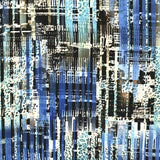 Bedruckter Krepp-Stoff Blau gestreift - Ribes y Casals