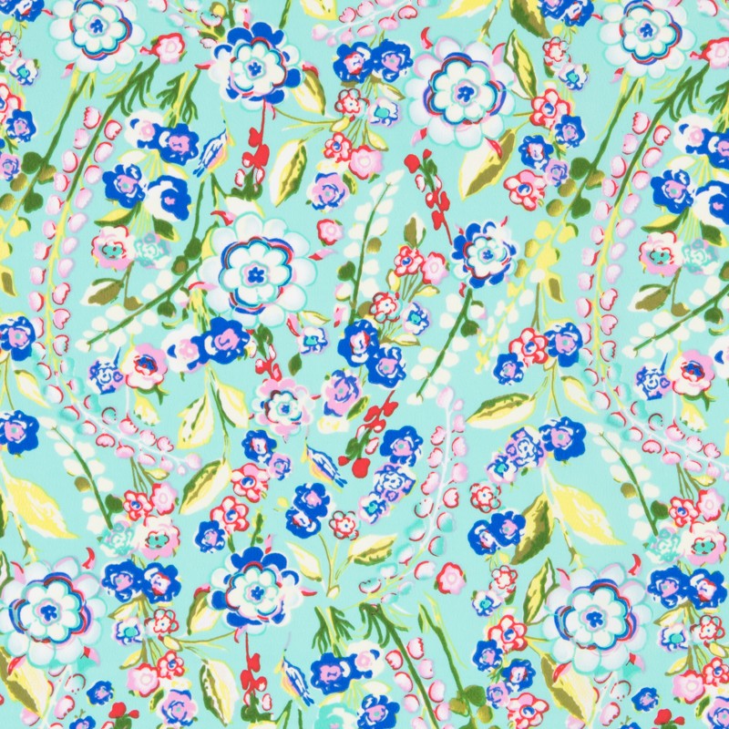 Wasser-Mosaik-Blumen-Krepp-Stoff - Ribes y Casals