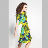 Limette Tropische Blume Krepp-Stoff - Ribes y Casals