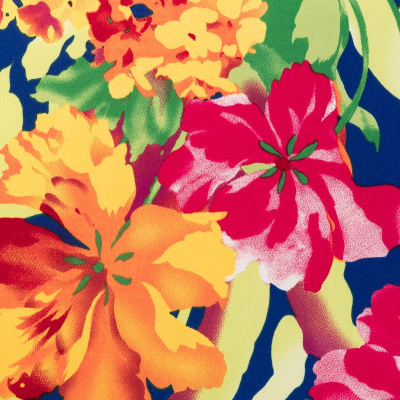 Blauer Aquarell-Krepp-Blumen-Stoff - Ribes y Casals