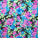 Krepp-Stoff Blumen Aquarell Schwarz - Ribes y Casals
