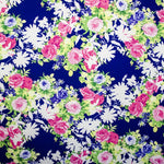 Krepp-Blumen Cretonne Blau Krepp-Stoff - Ribes y Casals