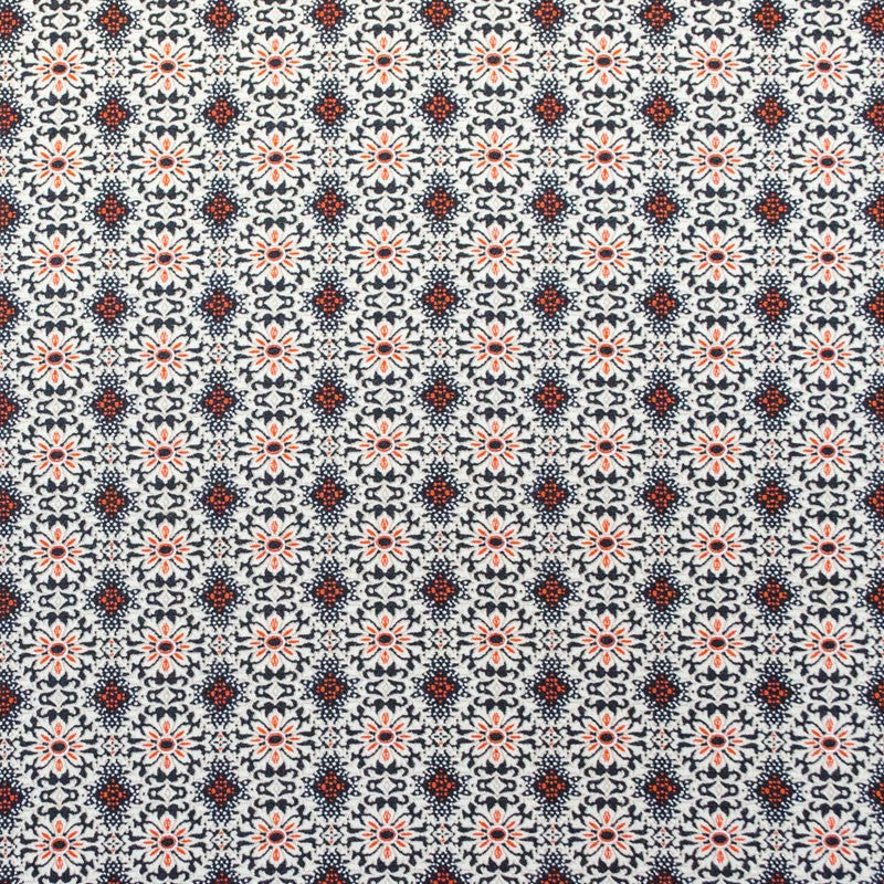 Geometrischer Blumen-Krepp-Stoff Orange - Ribes y Casals
