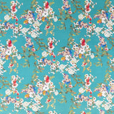 Stoff Krepp Blumen Kimono Aquamarin - Ribes y Casals