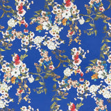 Krepp-Stoff Blumen Kimono Blau - Ribes y Casals