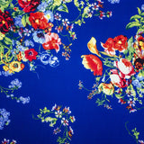 Stoff Krepp Blumen Bouquet Blau - Ribes y Casals