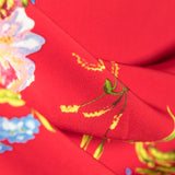 Stoff Krepp Blumen Bouquet Rot - Ribes y Casals