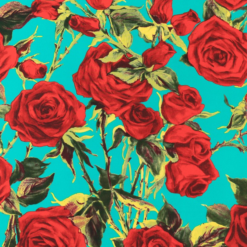 Aqua Roses Krepp-Stoff - Ribes y Casals