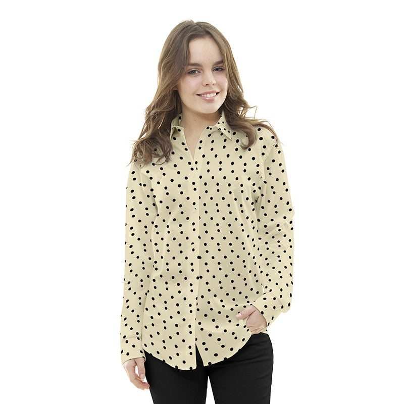 Ecru Polka Dot Satin Stoff - Ribes y Casals