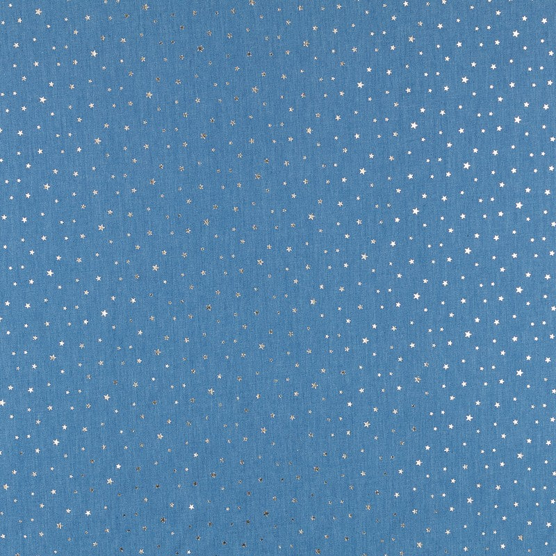 Denim Stars Gold Stoff - Ribes y Casals