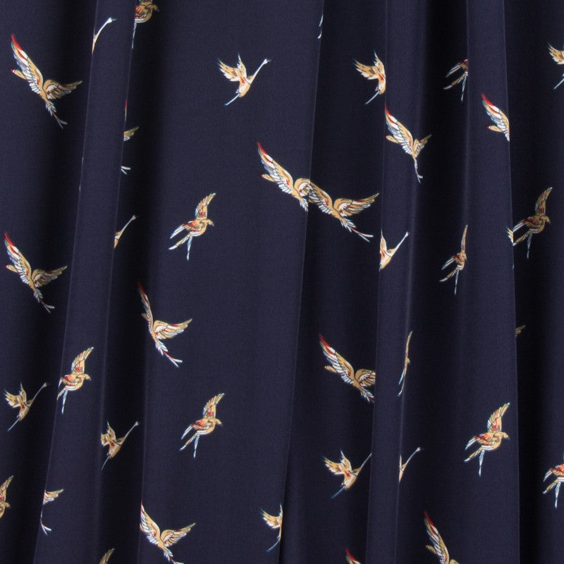 Marineblaue Vögel Stretch-Stoff - Ribes y Casals