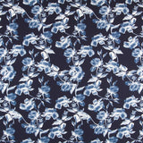 Marineblauer Blumen Stretch-Stoff - Ribes y Casals