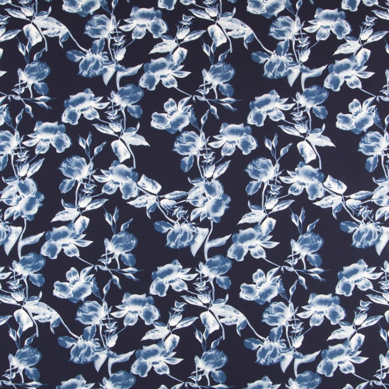 Marineblauer Blumen Stretch-Stoff - Ribes y Casals