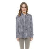 Bedruckter Stoff Marineblau Circle Square Print Stoff - Ribes y Casals