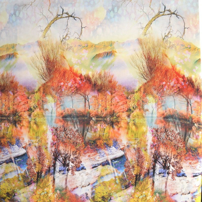 Multicolour Landscape Satin Gemusterter Stoff - Ribes y Casals