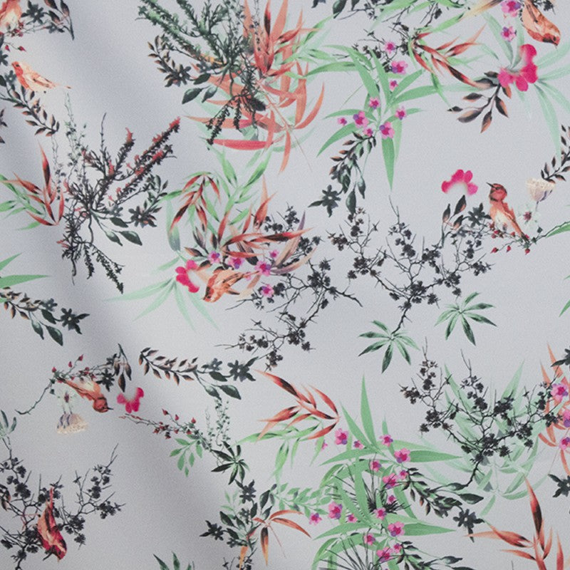 Flamenco Stretch Stoff Floral Grau Grünlich Grau - Ribes y Casals