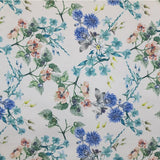 Blümchen Satin Blümchen Stoff Blau - Ribes y Casals