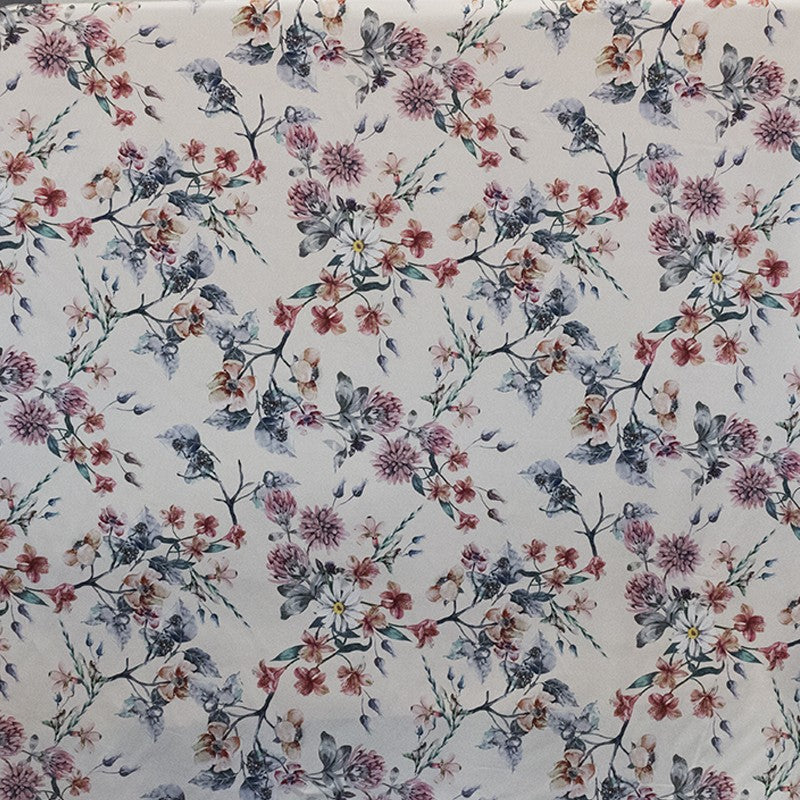 Floral Satin Blume Stoff Ecru Hintergrund - Ribes y Casals