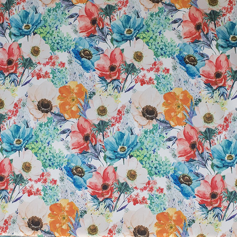Flamenco Stretch-Stoff Flamenco Blumen Aquarell Weiß - Ribes y Casals