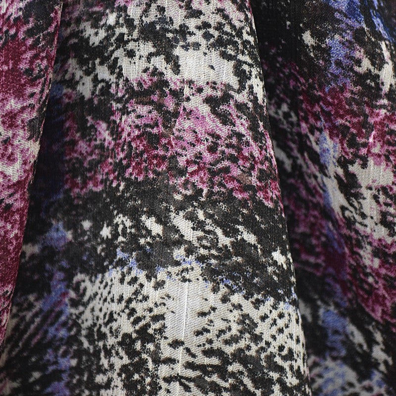 Fuchsia Karierter Bedruckter Chiffon Stoff - Ribes y Casals