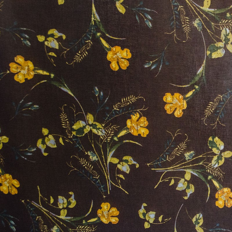 Stoff Gaze Blumen Hintergrund Schokoladenbraun - Ribes y Casals