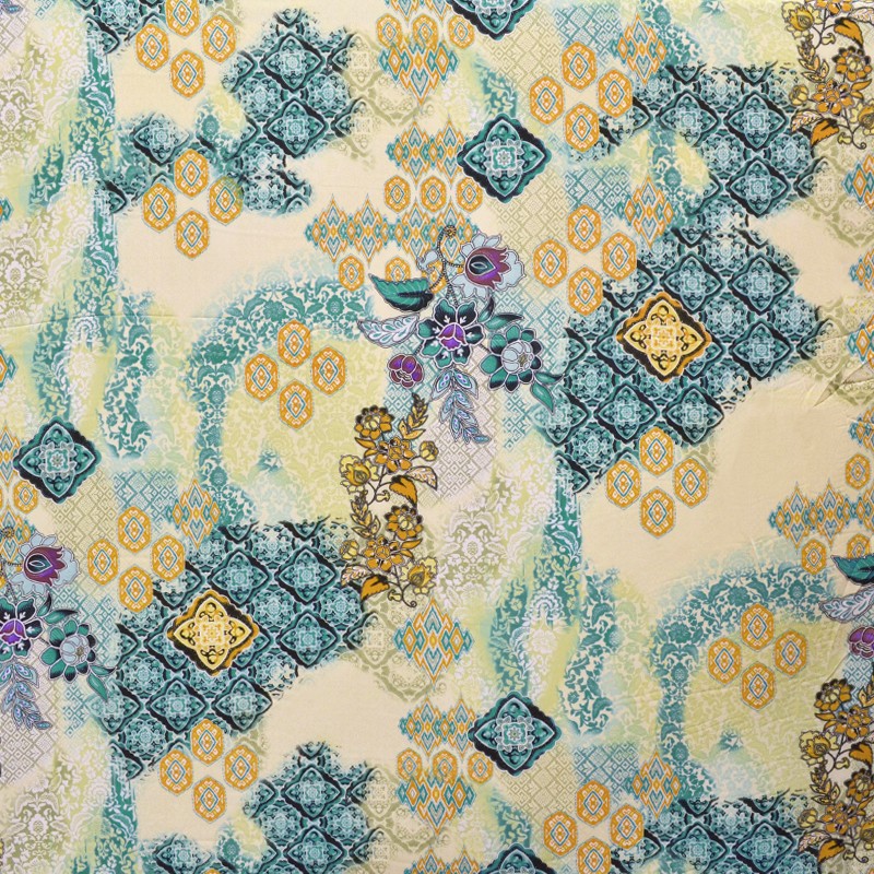 Stoff Georgette Gedruckt Hindu Blume Wasser - Ribes y Casals